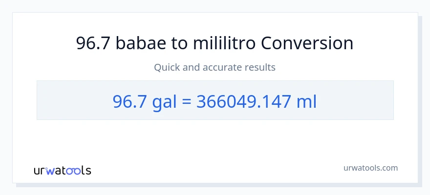 96.7 Mga galon patungong mga mililitro na conversion