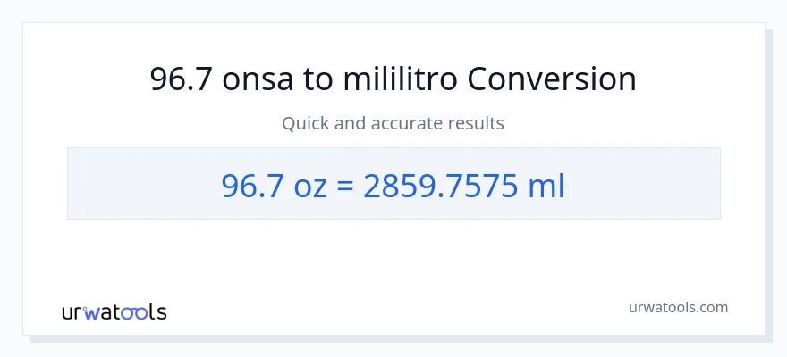96.7 Mga onsa patungong mga mililitro na conversion