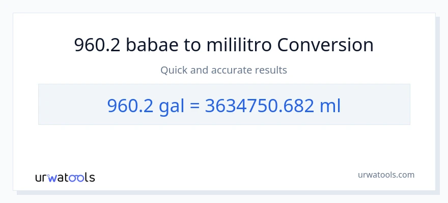 960.2 Mga galon patungong mga mililitro na conversion