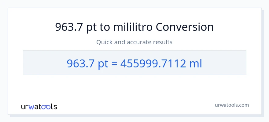 963.7 Pints patungong mga mililitro na conversion