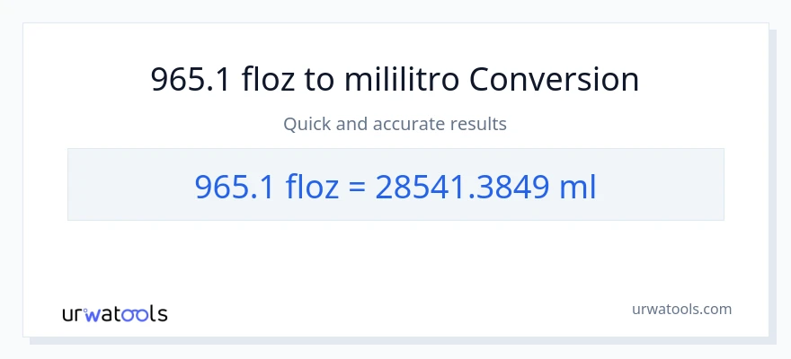 965.1 mga onsa ng likido patungong mga mililitro na conversion