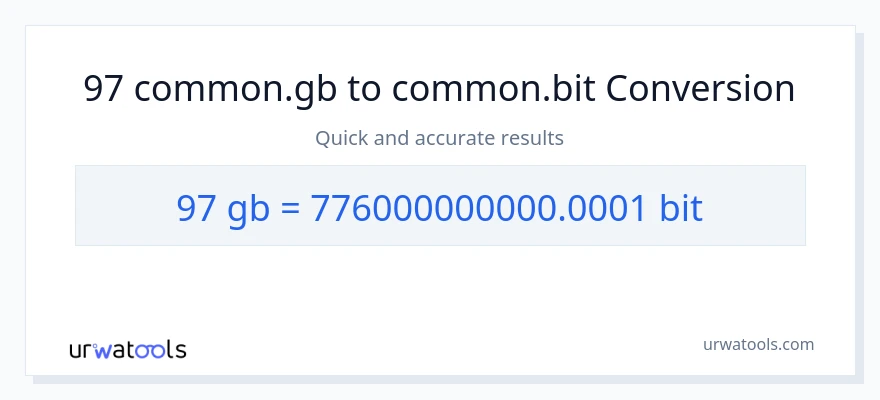 97 Gigabytes patungong Bits na conversion