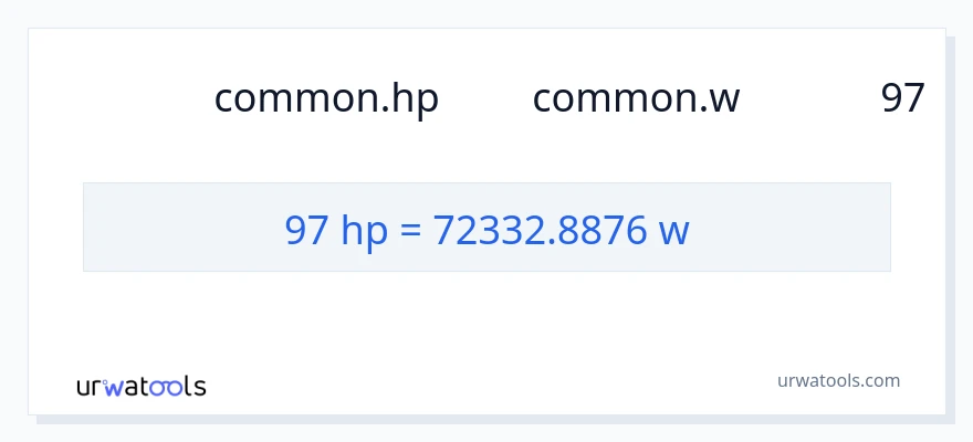 การแปลง 97 แรงม้า เป็น วัตต์