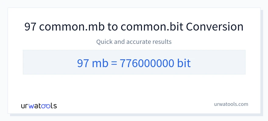 97 Megabytes 到 Bits 轉換