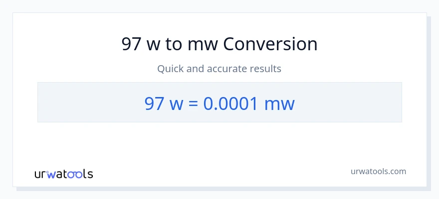 Conversió de 97 watts a megawatts