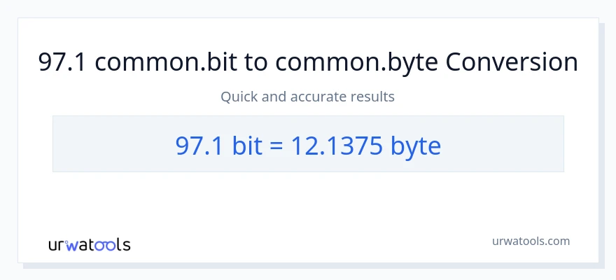 97.1 Bits patungong Bytes na conversion