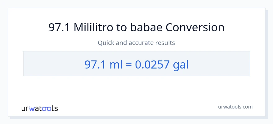 97.1 mga mililitro patungong Mga galon na conversion