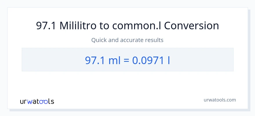 97.1 mga mililitro patungong Liters na conversion