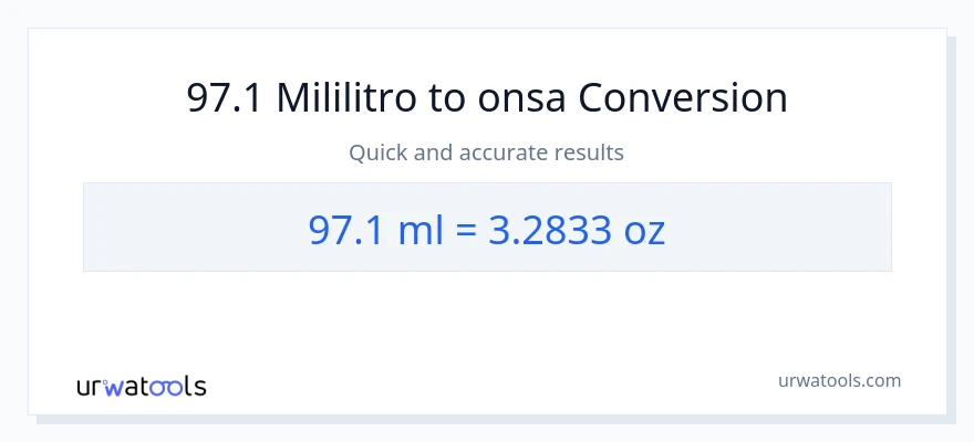 97.1 mga mililitro patungong Mga onsa na conversion