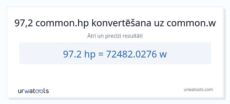 97.2 zirgspēki uz vati konversiju
