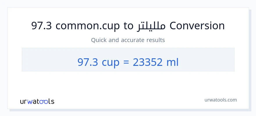 التحويل من 97.3 أكواب إلى ملليلتر