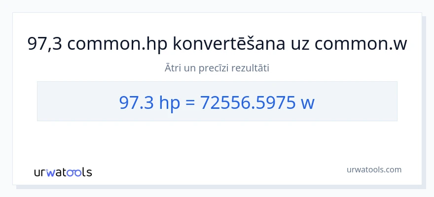 97.3 zirgspēki uz vati konversiju