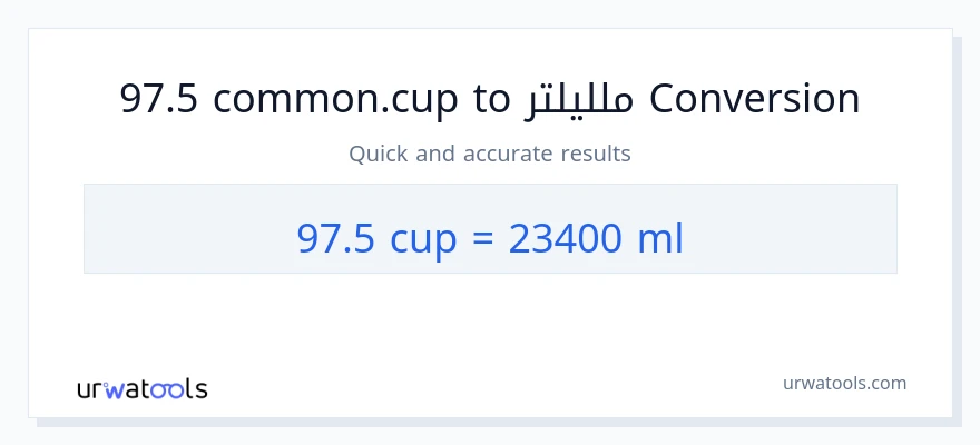 التحويل من 97.5 أكواب إلى ملليلتر
