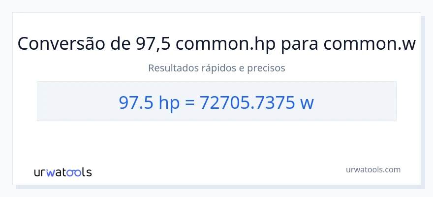 Conversão de 97.5 cavalos de potência para watts
