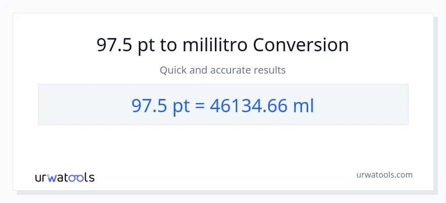 97.5 Pints patungong mga mililitro na conversion