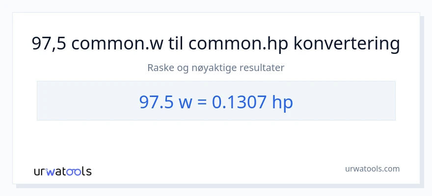 97.5 watt til hestekrefter konvertering