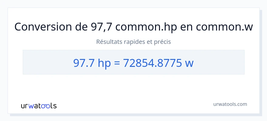Conversion 97.7 chevaux-vapeur vers watts