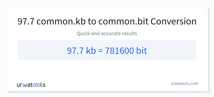 97.7 Kilobytes 到 Bits 轉換