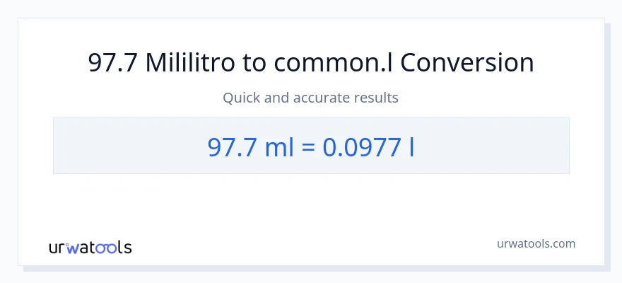 97.7 mga mililitro patungong Liters na conversion
