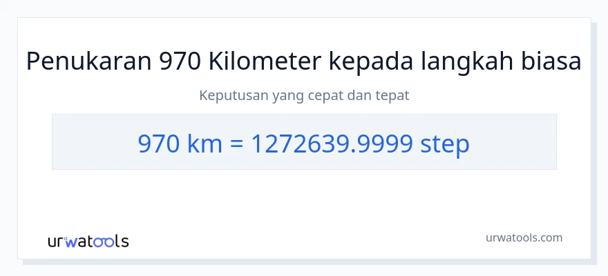 Penukaran 970 Kilometer kepada langkah-langkah