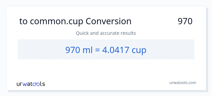 تبدیل 970 میلی‌لیتر به فنجان‌ها