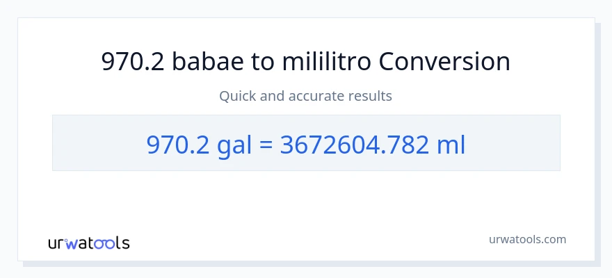 970.2 Mga galon patungong mga mililitro na conversion