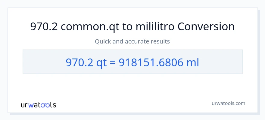 970.2 Quarts patungong mga mililitro na conversion