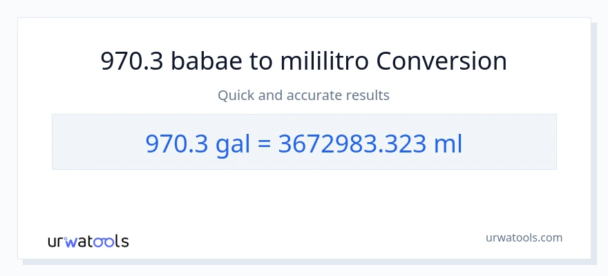 970.3 Mga galon patungong mga mililitro na conversion