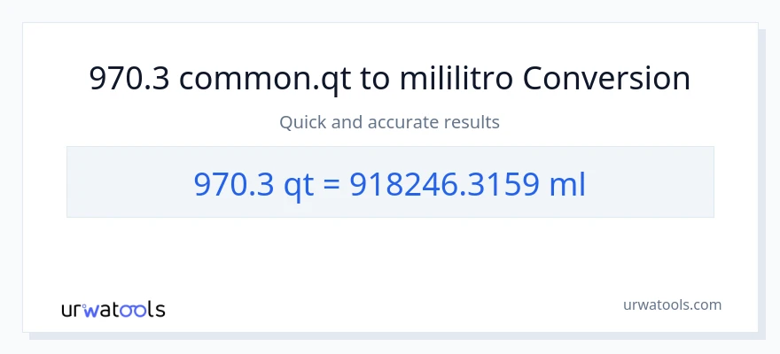 970.3 Quarts patungong mga mililitro na conversion