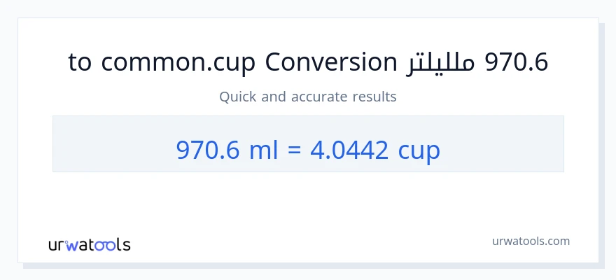 التحويل من 970.6 ملليلتر إلى أكواب