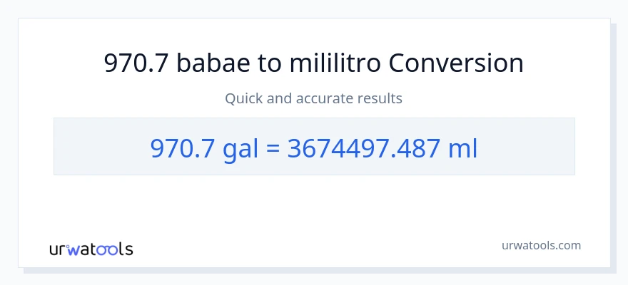 970.7 Mga galon patungong mga mililitro na conversion