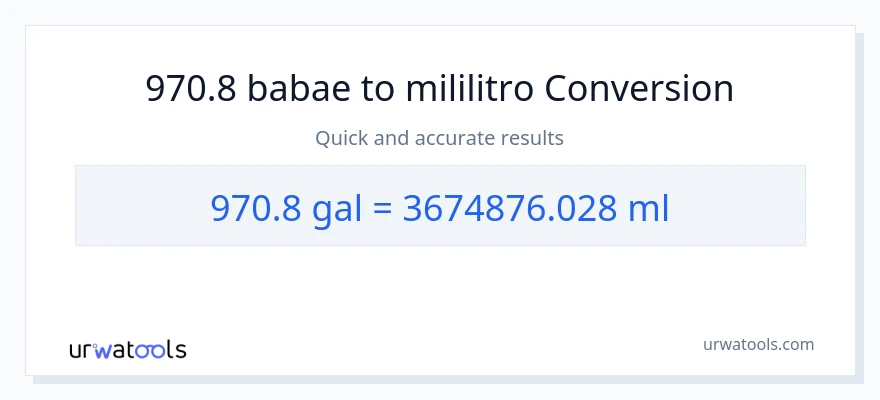 970.8 Mga galon patungong mga mililitro na conversion