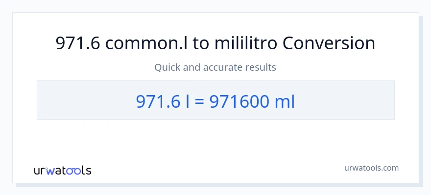 971.6 Liters patungong mga mililitro na conversion