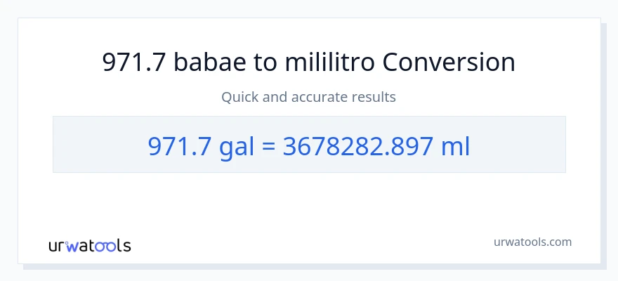 971.7 Mga galon patungong mga mililitro na conversion