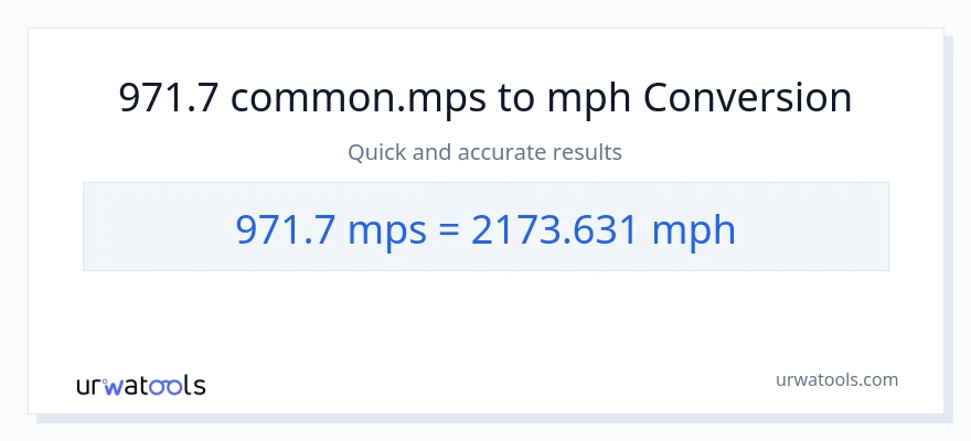971.7 Meters Per Second patungong milya kada oras na conversion