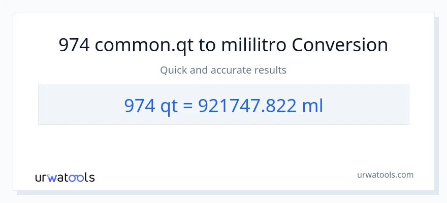 974 Quarts patungong mga mililitro na conversion