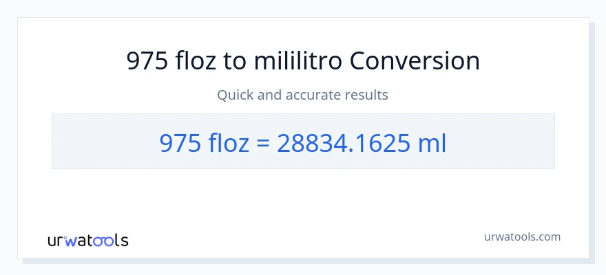 975 mga onsa ng likido patungong mga mililitro na conversion