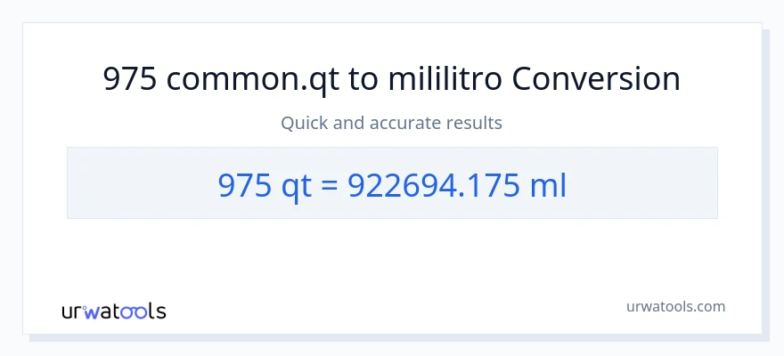 975 Quarts patungong mga mililitro na conversion