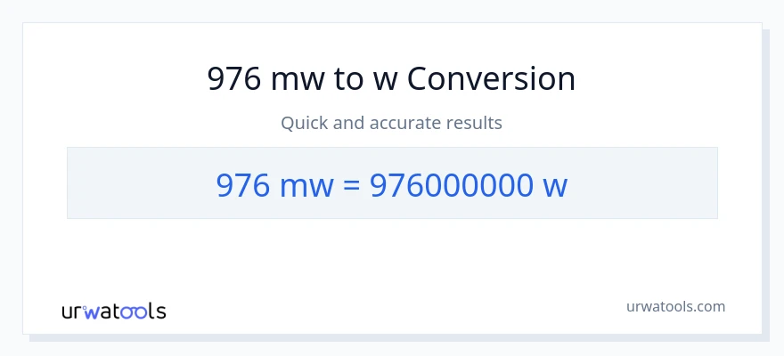 976 mga megawatt patungong watts na conversion