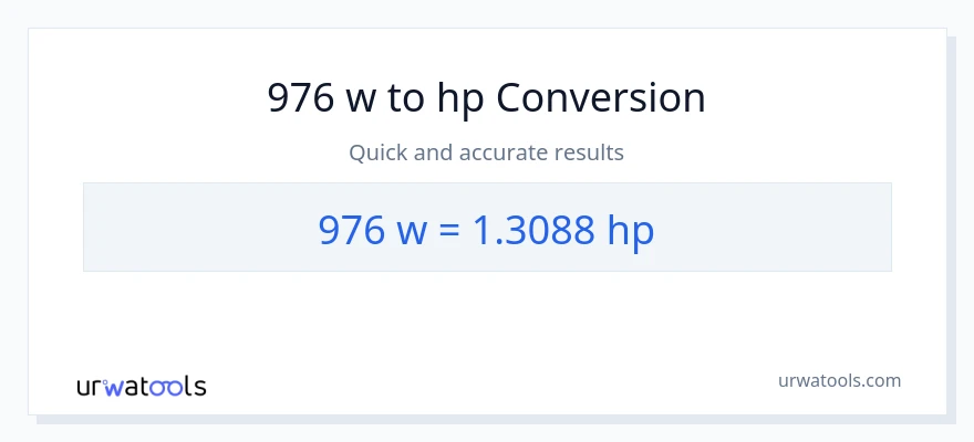 976 watts patungong lakas-kabayo na conversion