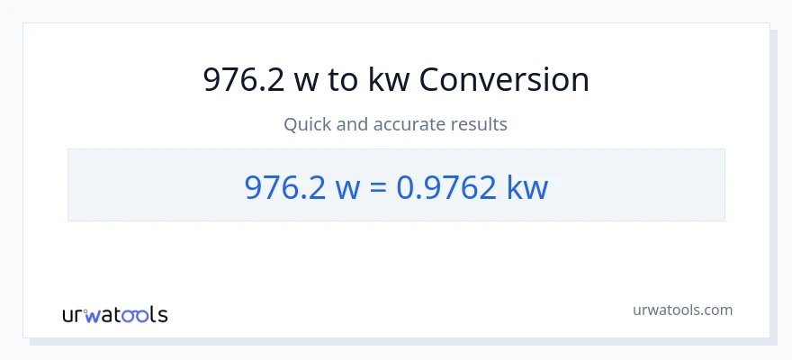 976.2 watts patungong kilowatts na conversion
