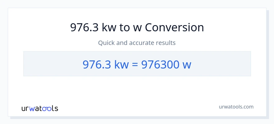 976.3 kilowatts patungong watts na conversion