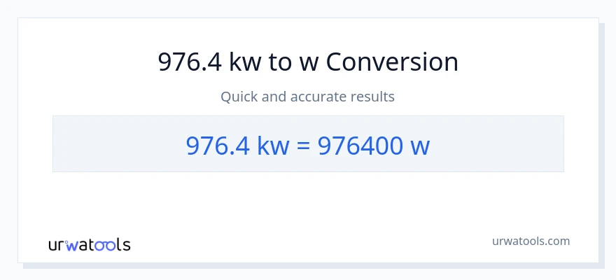 976.4 kilowatts patungong watts na conversion