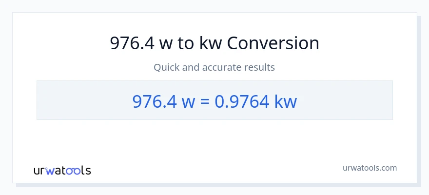 976.4 watts patungong kilowatts na conversion