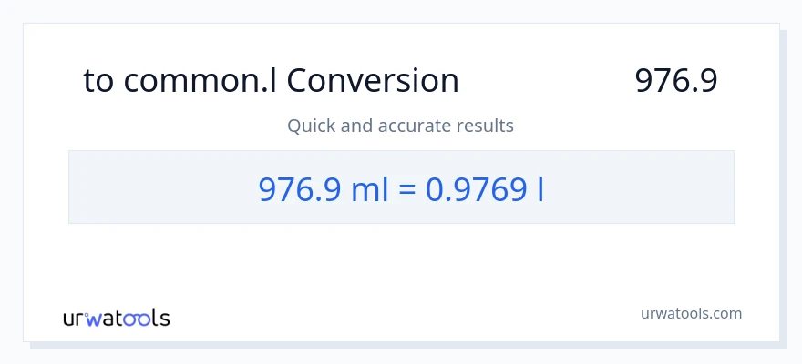 تبدیل 976.9 میلی‌لیتر به Liters