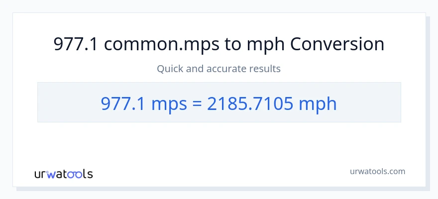 977.1 Meters Per Second patungong milya kada oras na conversion