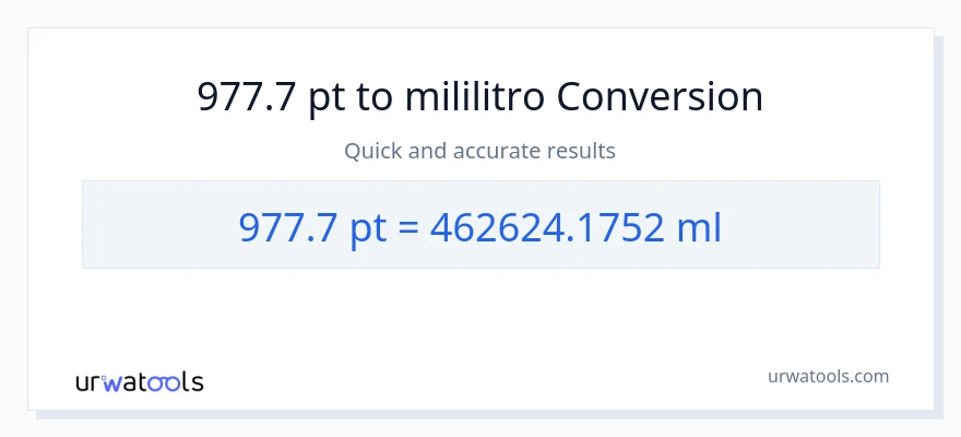 977.7 Pints patungong mga mililitro na conversion
