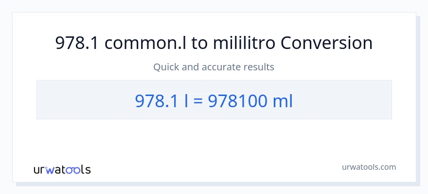 978.1 Liters patungong mga mililitro na conversion