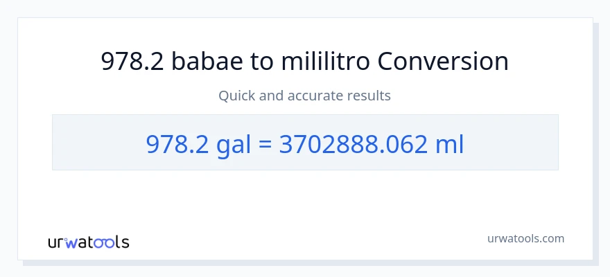 978.2 Mga galon patungong mga mililitro na conversion
