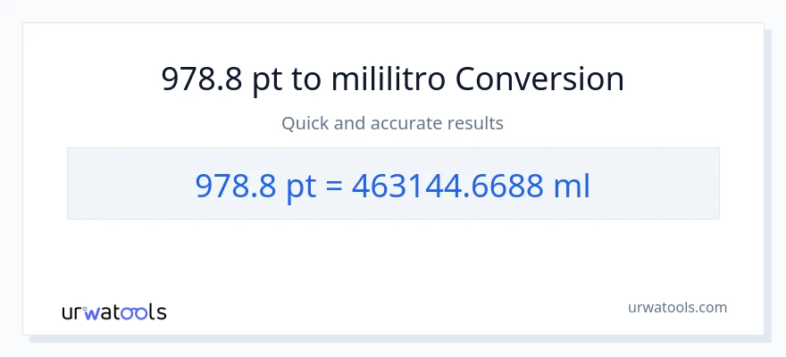978.8 Pints patungong mga mililitro na conversion